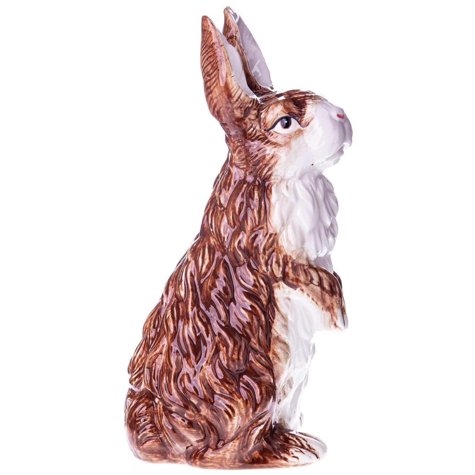 Brown & White Ceramic Bunny Figurine | Animal Sculptures