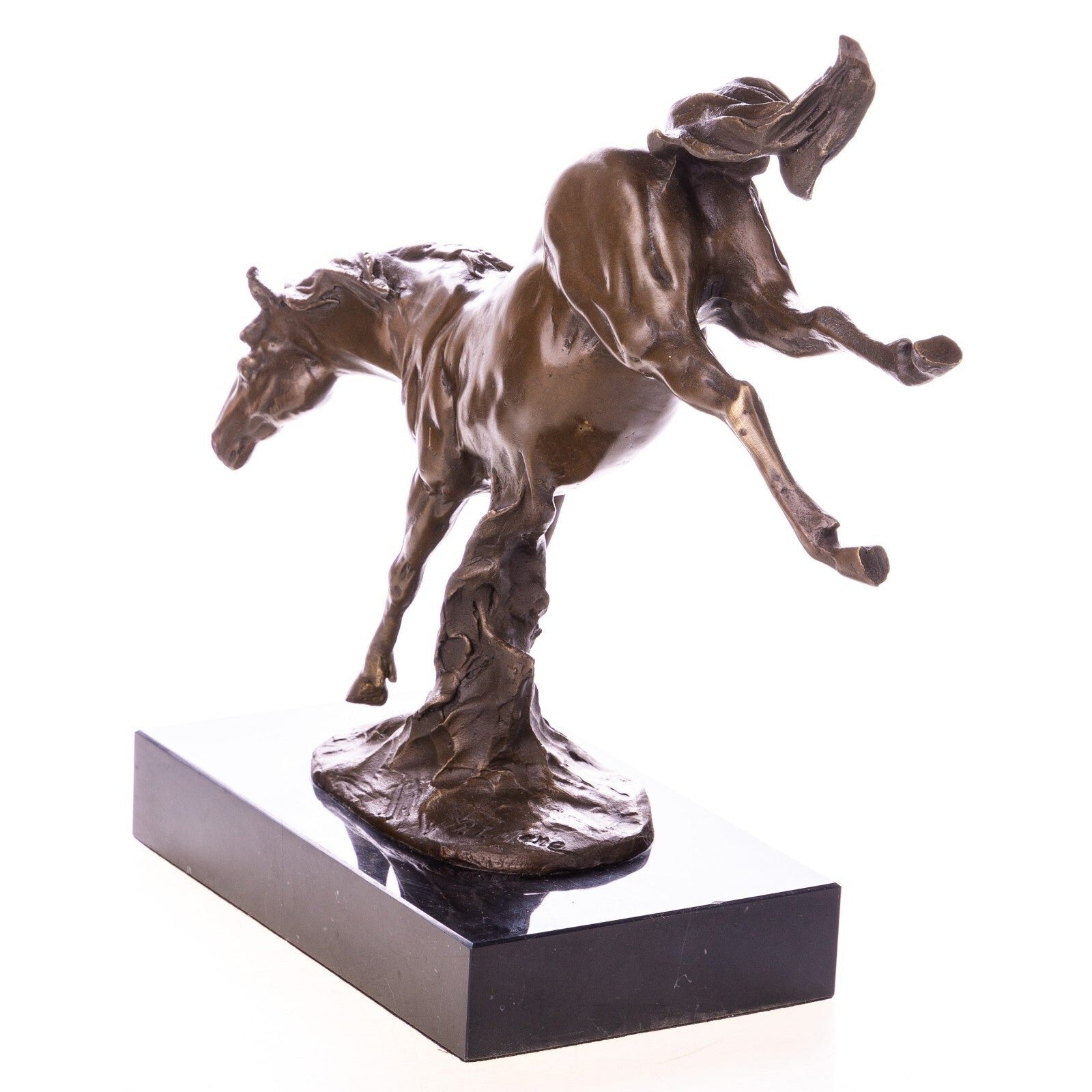 Bucking Horse in Motion on Marble Base | Animal Sculptures