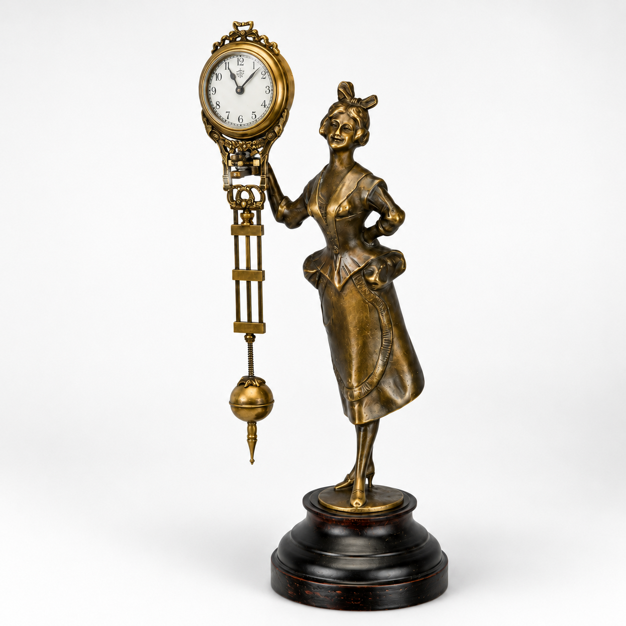 Mysterieuse Table Clock Shaped As a Woman | Handcrafted Decor