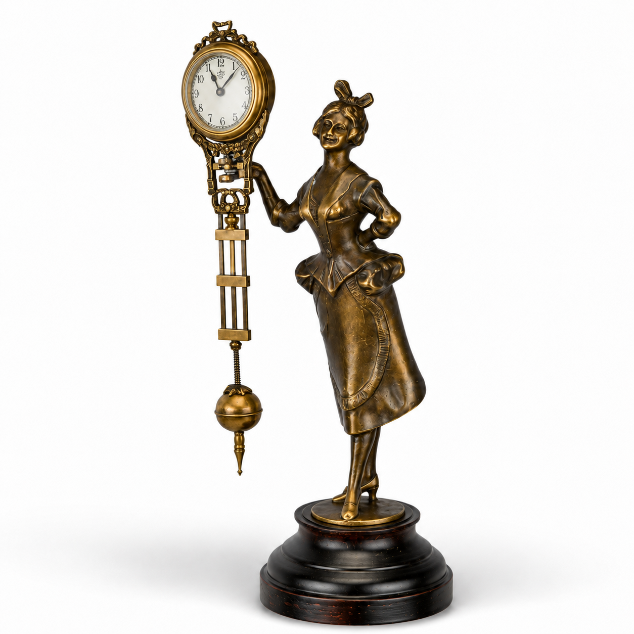 Mysterieuse Table Clock Shaped As a Woman | Handcrafted Decor