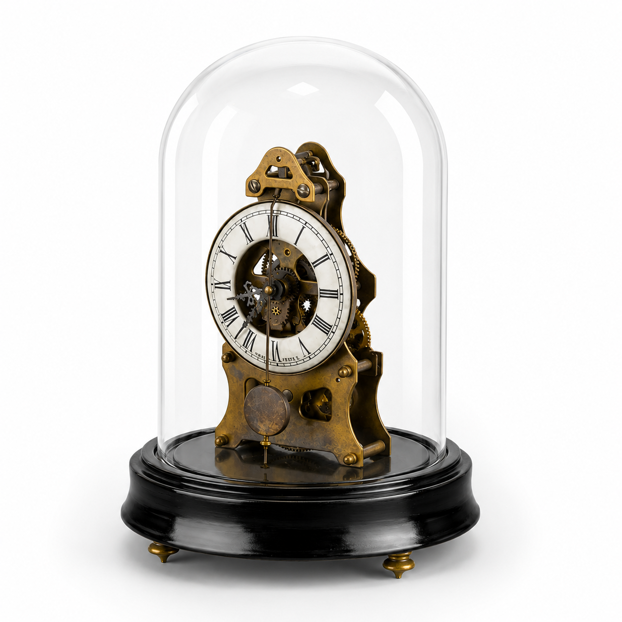 Mechanical Table Clock Under Glass Dome | Handcrafted Glass Decor