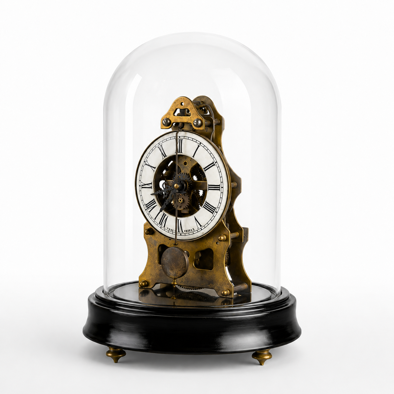 Mechanical Table Clock Under Glass Dome | Handcrafted Glass Decor