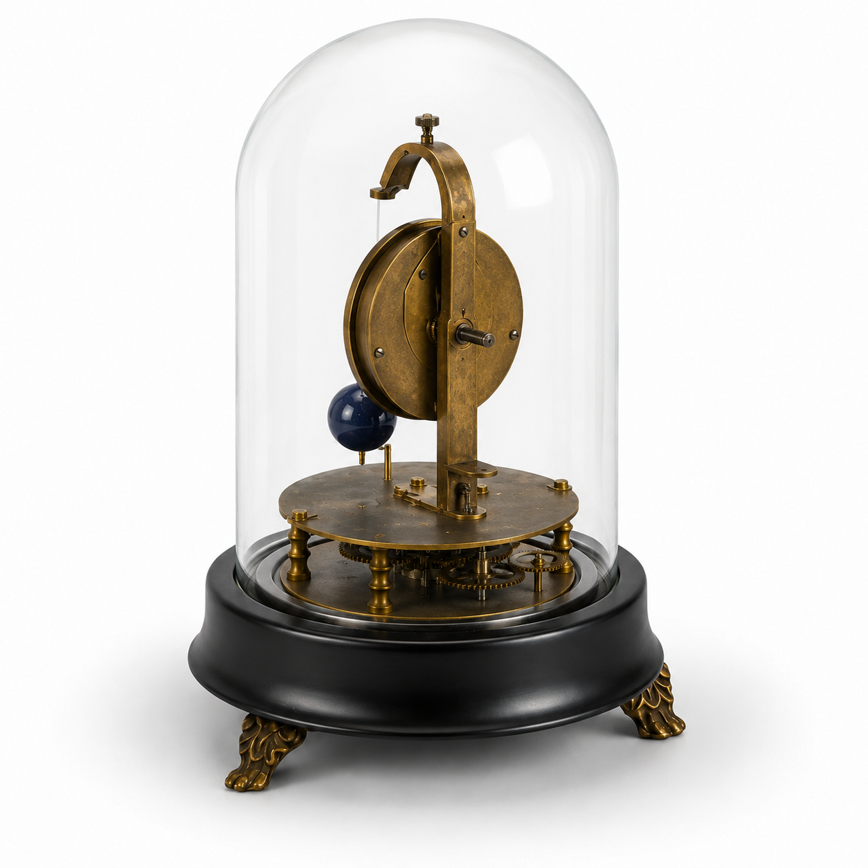 Mechanical Table Clock Under Glass Dome | Handcrafted Glass Decor