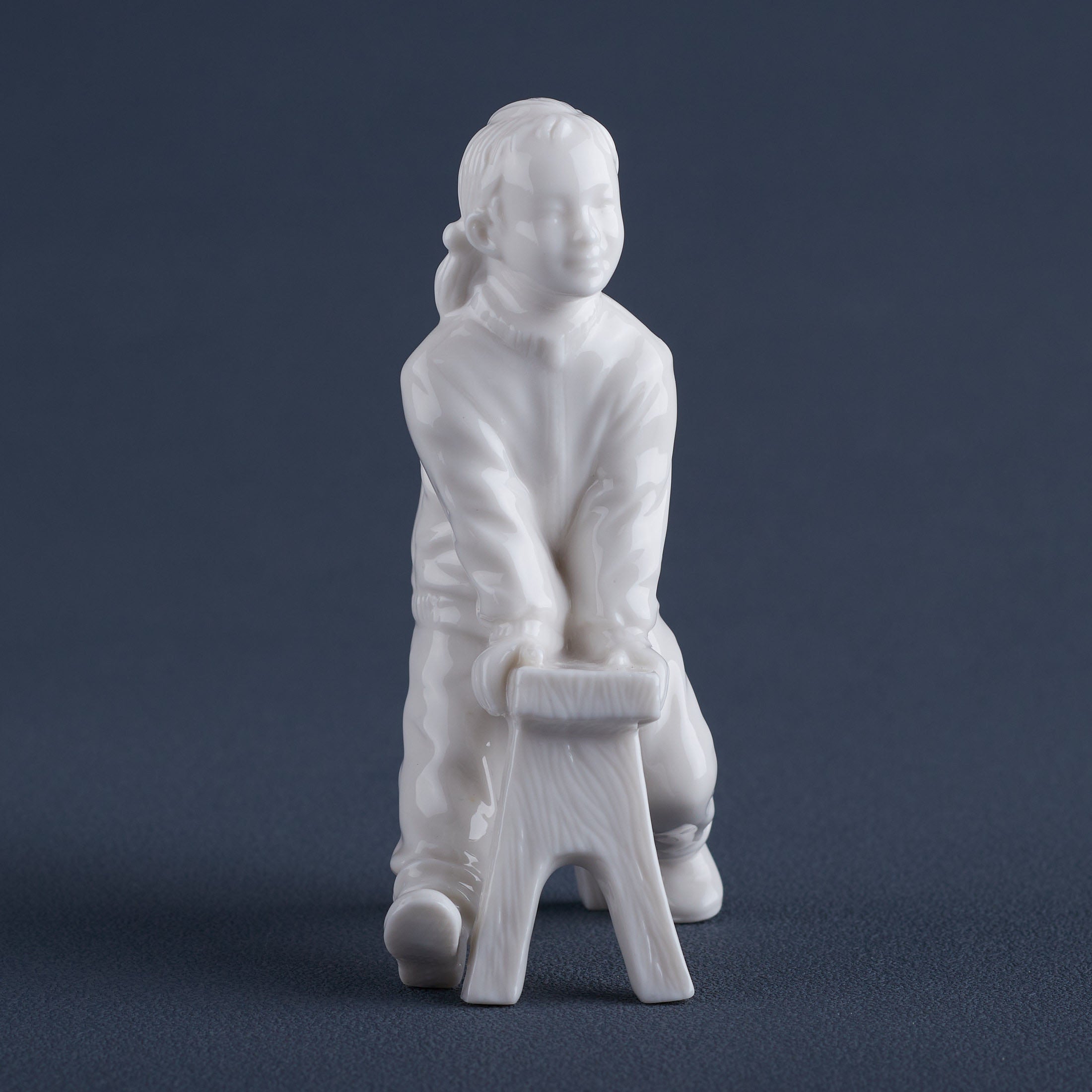 Oriental YouthGirl On Long Stool(White)