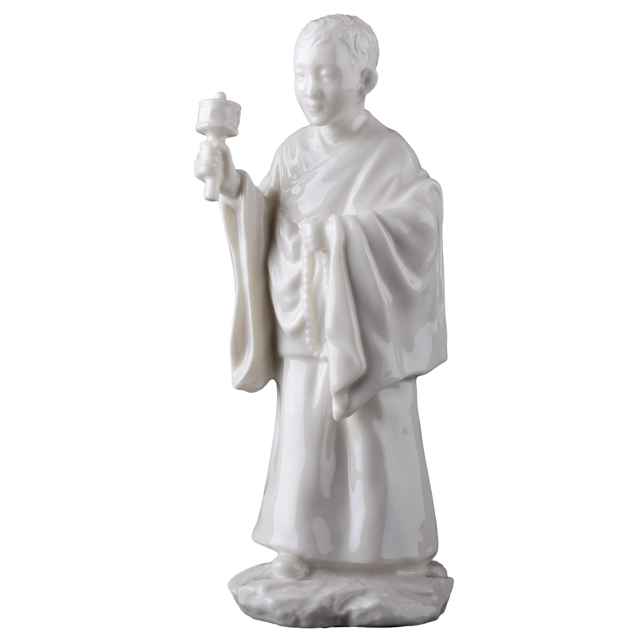 Tibet FigurineYoung Lama Holding A Zhuan Jing Lun