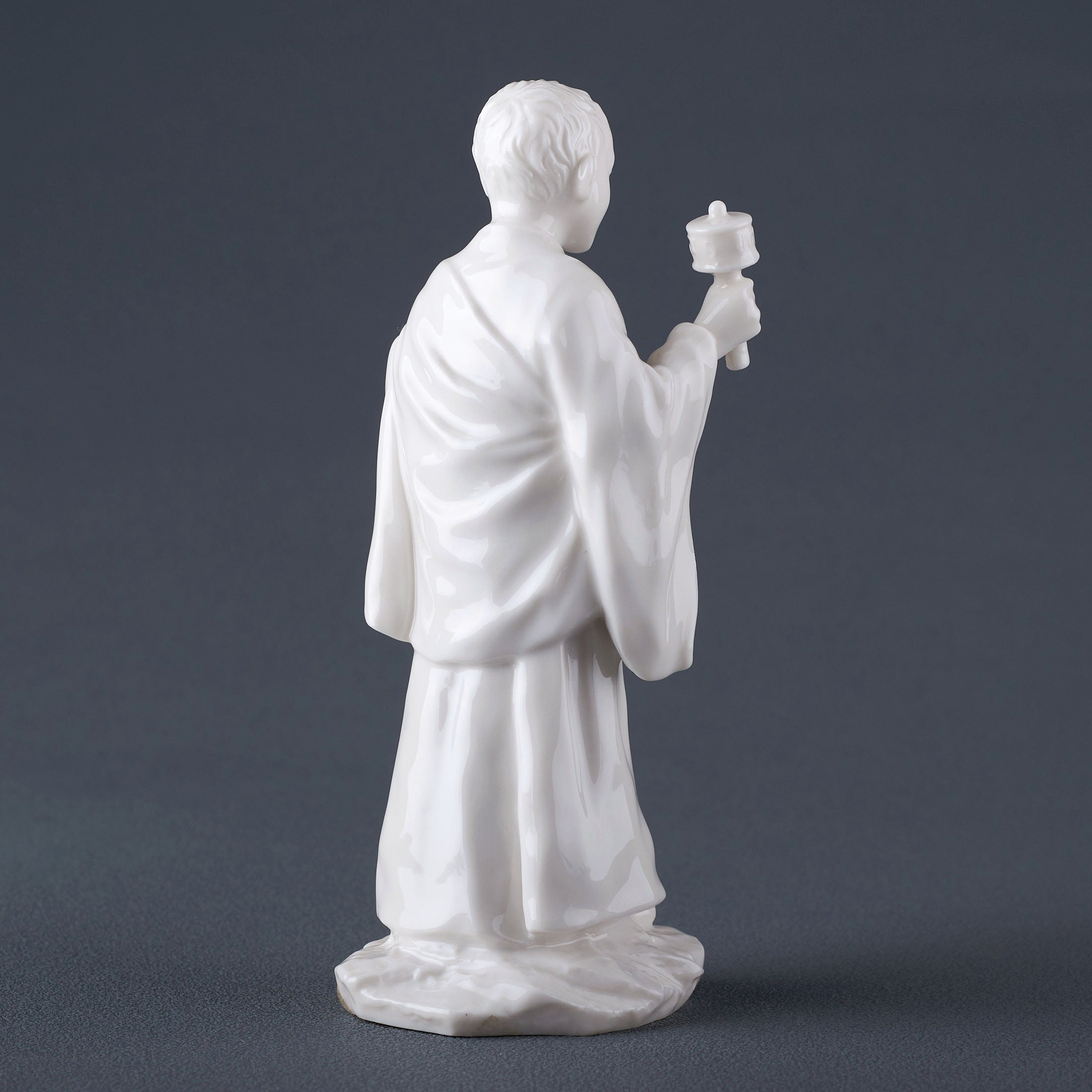 Tibet FigurineYoung Lama Holding A Zhuan Jing Lun
