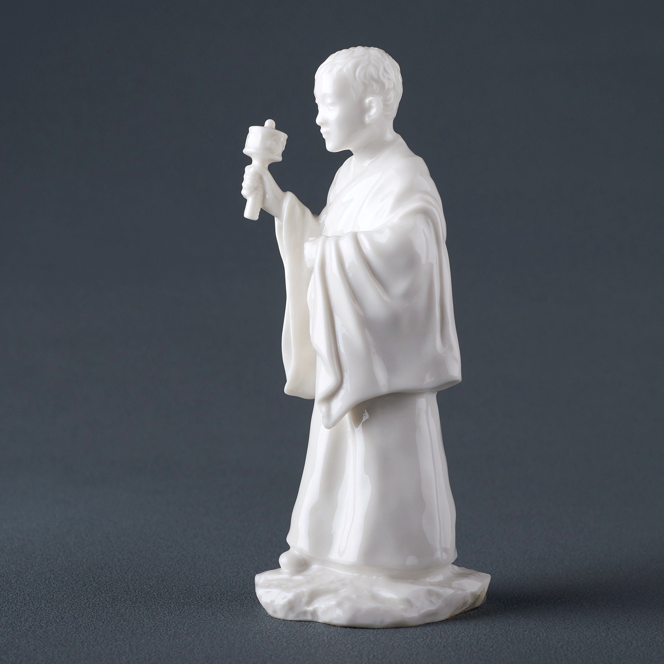 Tibet FigurineYoung Lama Holding A Zhuan Jing Lun