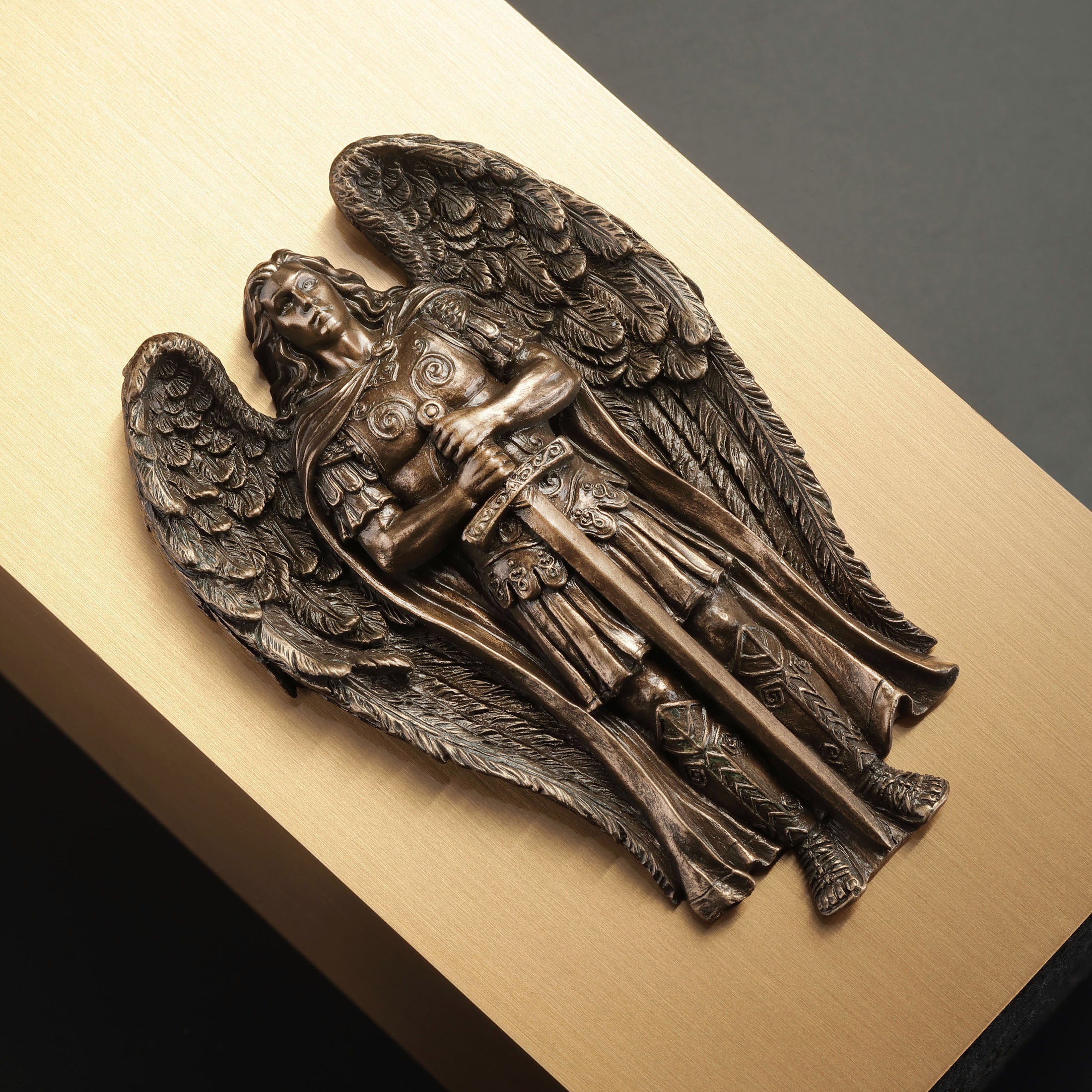 Archangel Saint Michael Ceremonial Bronze Urn