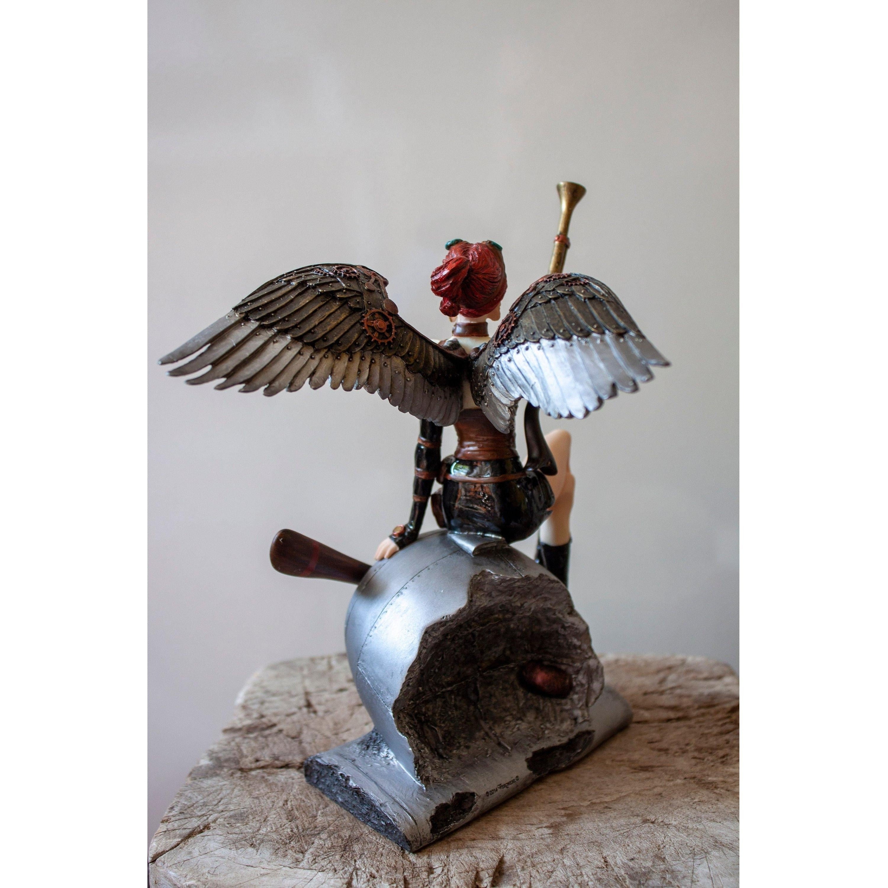 Cherry Haired Armed Aviator Angel On Aircraft, Mythology & Deity Sculp