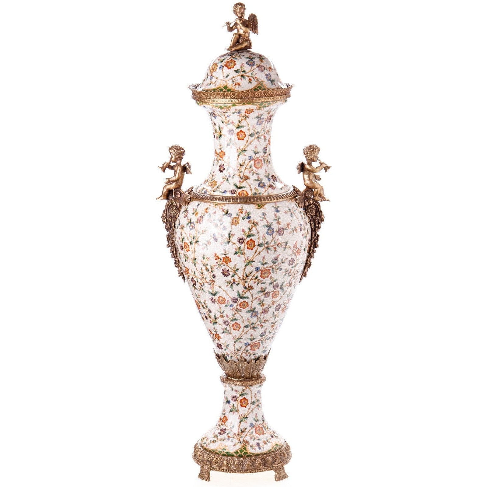 Classical Floral Vase with Cherub Accents | Vases & Bowls