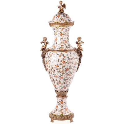 Classical Floral Vase with Cherub Accents | Vases & Bowls