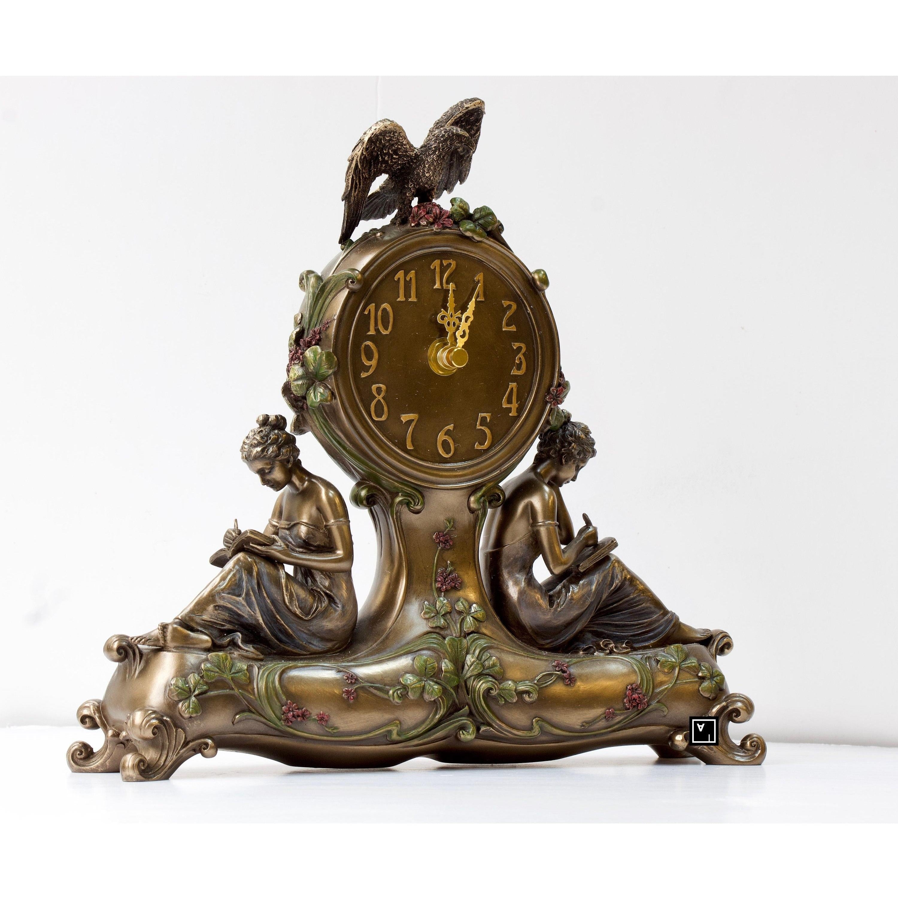 Clock with two Women and Eagle on top | Clocks | Home Decor