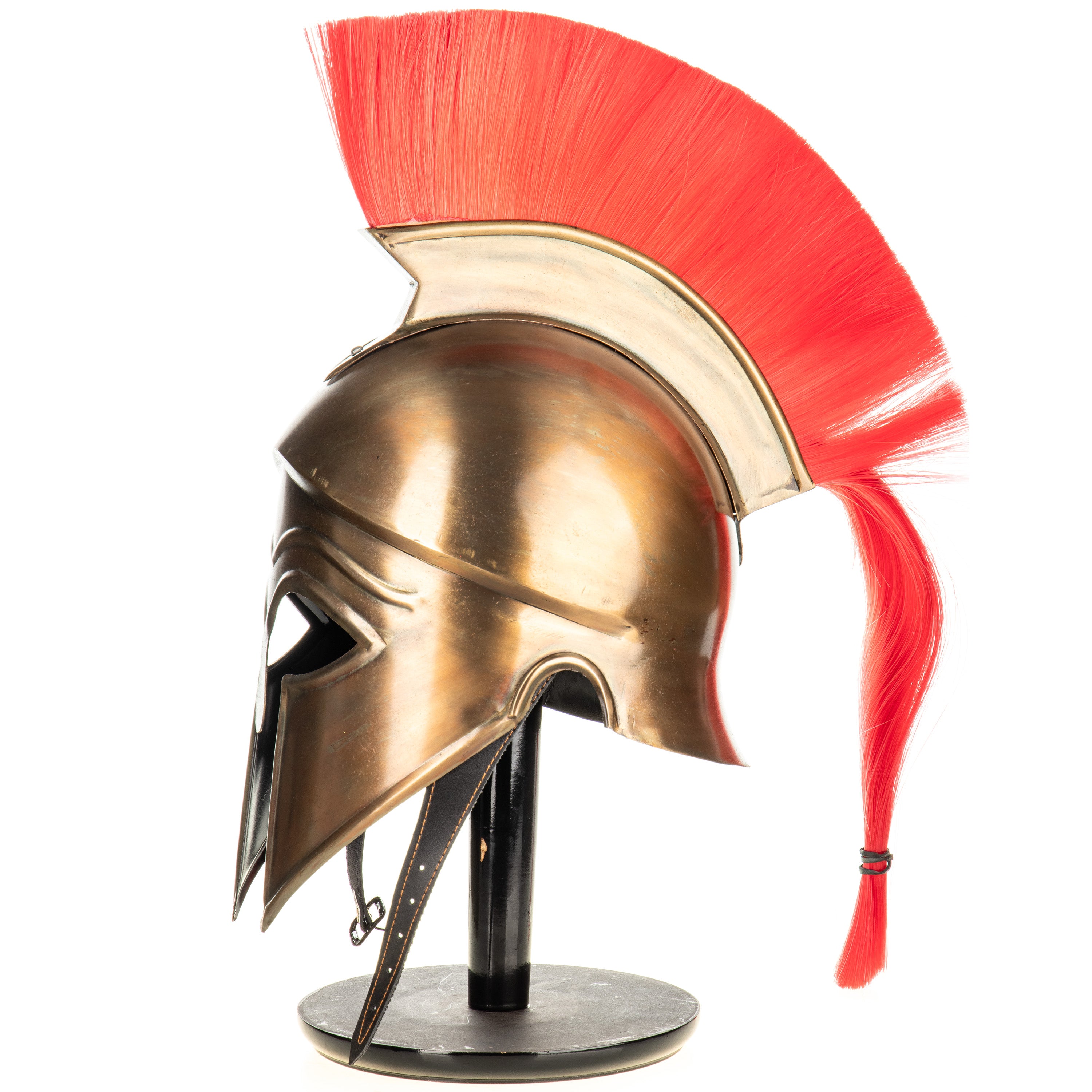 Knight Helmet on Wooden Stand – Medieval Armour Replica (R) – view 3