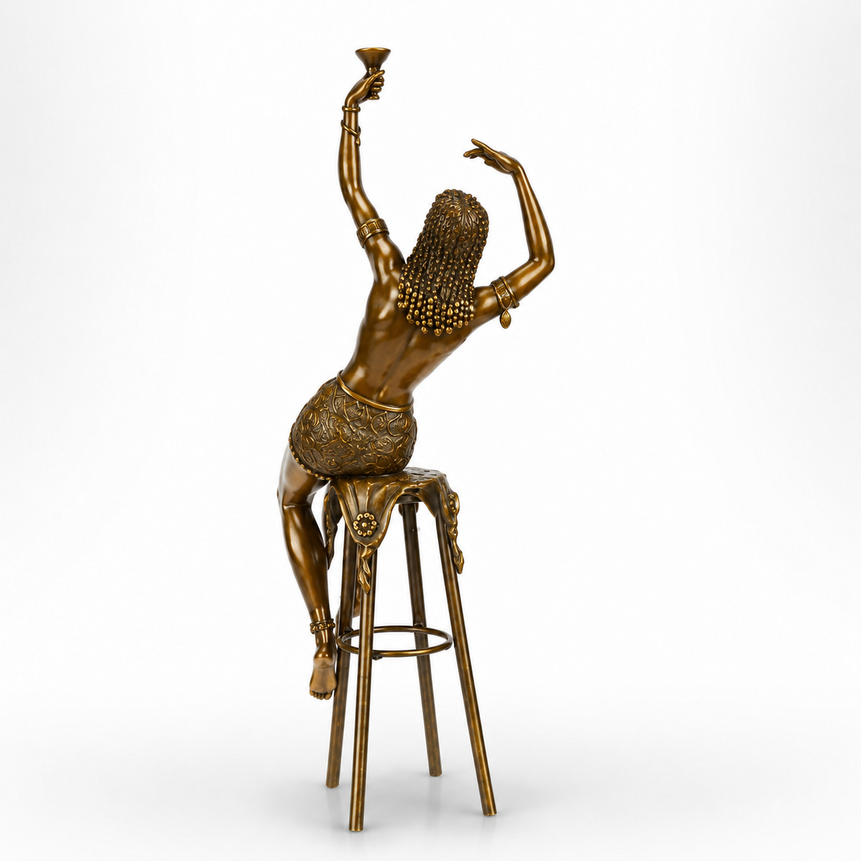 Lady on Barchair | Handcrafted Bronze Decor | Unique Home Accent