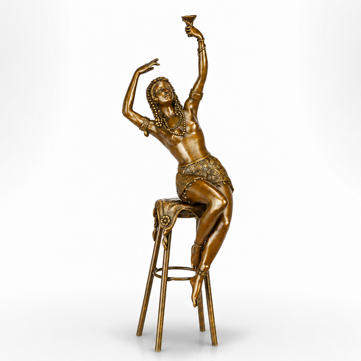 Lady on Barchair | Handcrafted Bronze Decor | Unique Home Accent