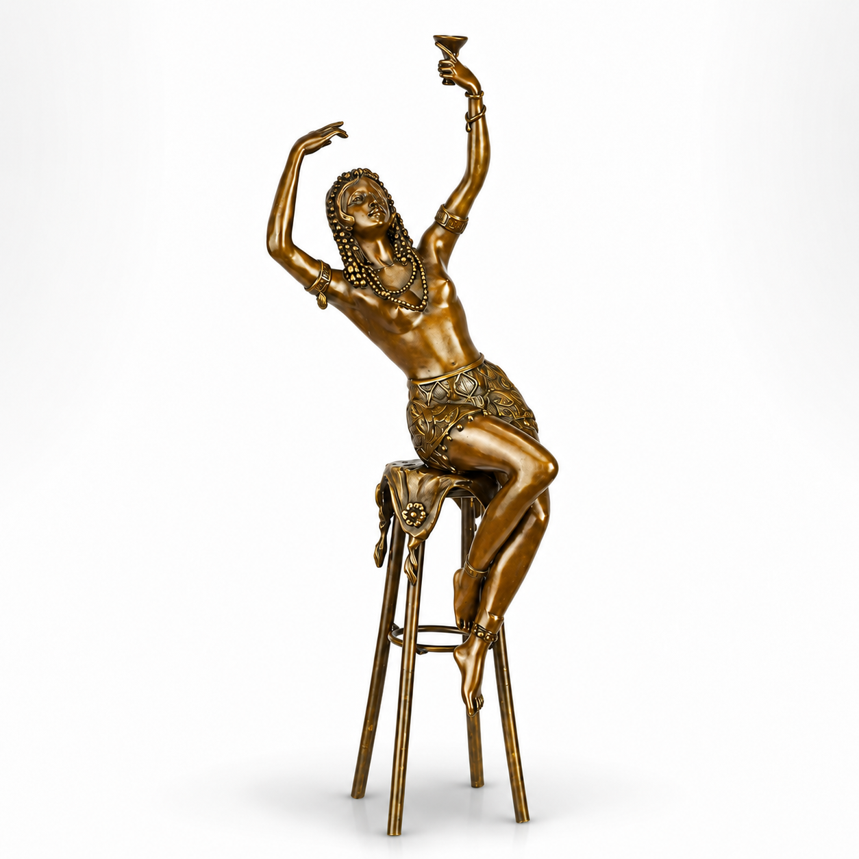 Lady on Barchair | Handcrafted Bronze Decor | Unique Home Accent