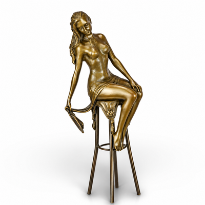 Lady on Barchair | Handcrafted Bronze Decor | Unique Home Accent