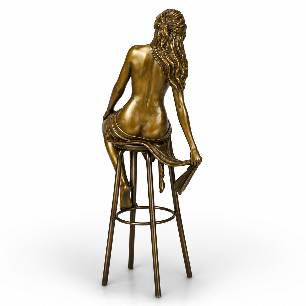 Lady on Barchair | Handcrafted Bronze Decor | Unique Home Accent