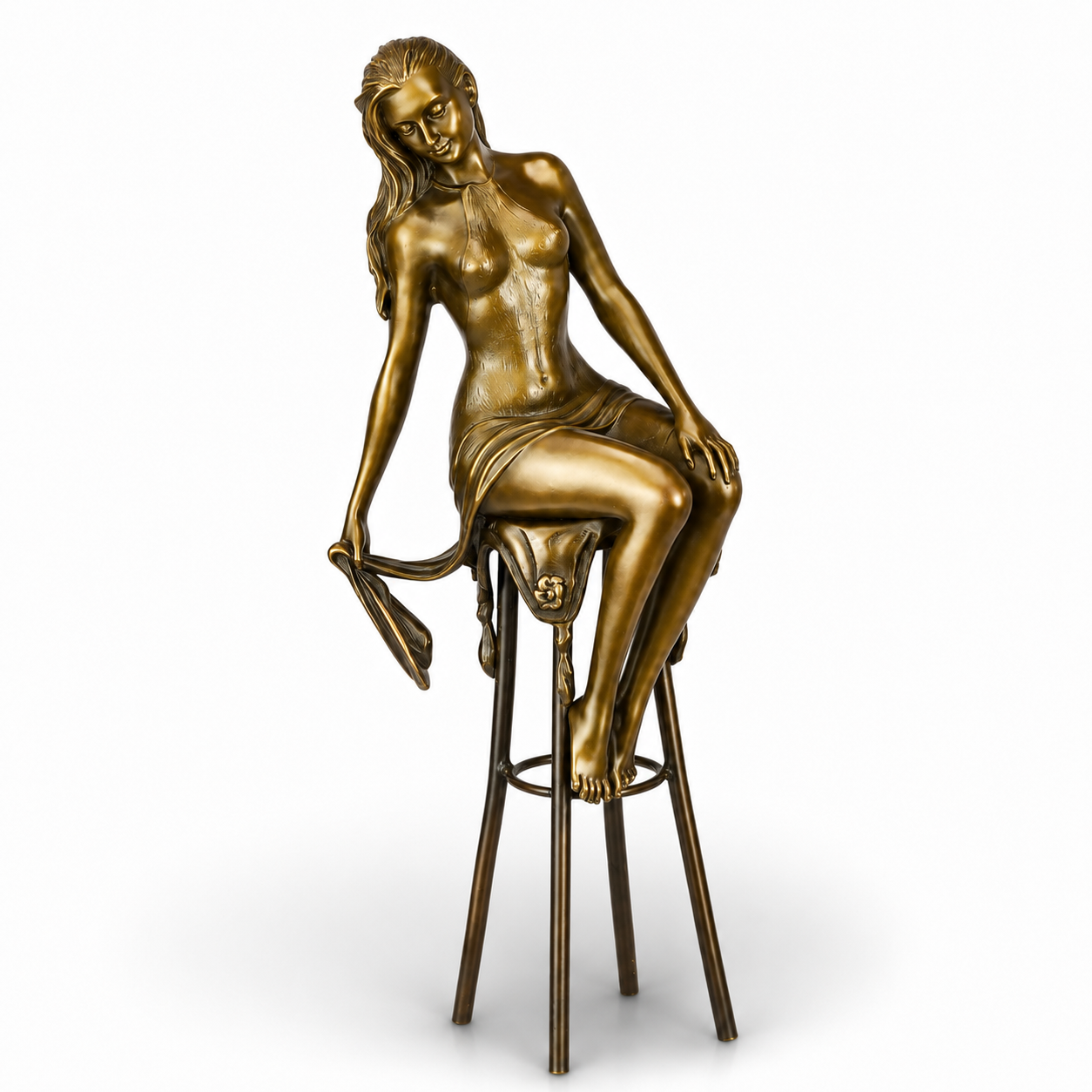 Lady on Barchair | Handcrafted Bronze Decor | Unique Home Accent