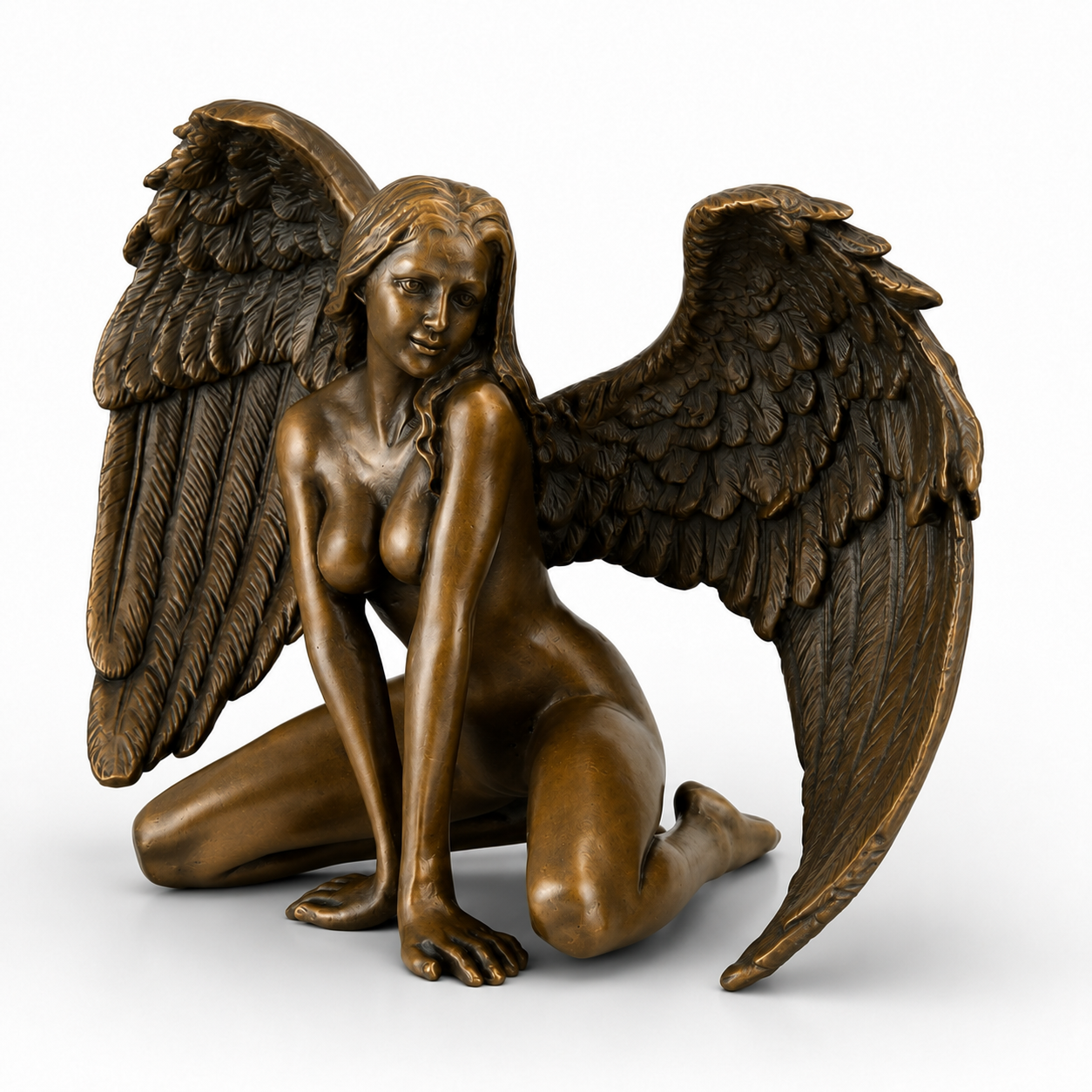 Erotic Bronze Sculpture of a Winged Nude | Handcrafted Bronze Decor