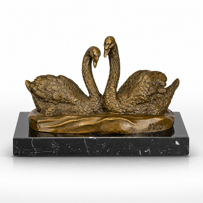Pair of Swans | Handcrafted Bronze Decor | Unique Home Accent