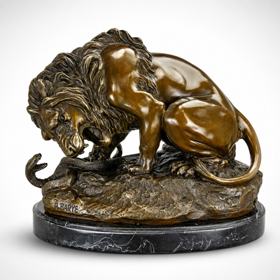 Lion & Serpent Sculpture | Animal Sculptures | Home Decor