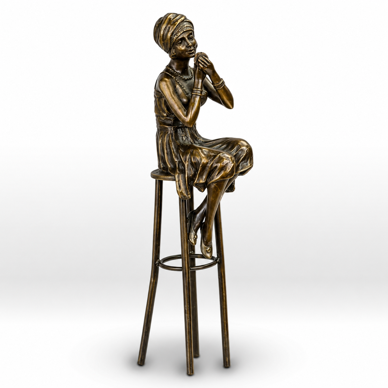 Seated Oriental Musician Statue | Handcrafted Bronze Decor
