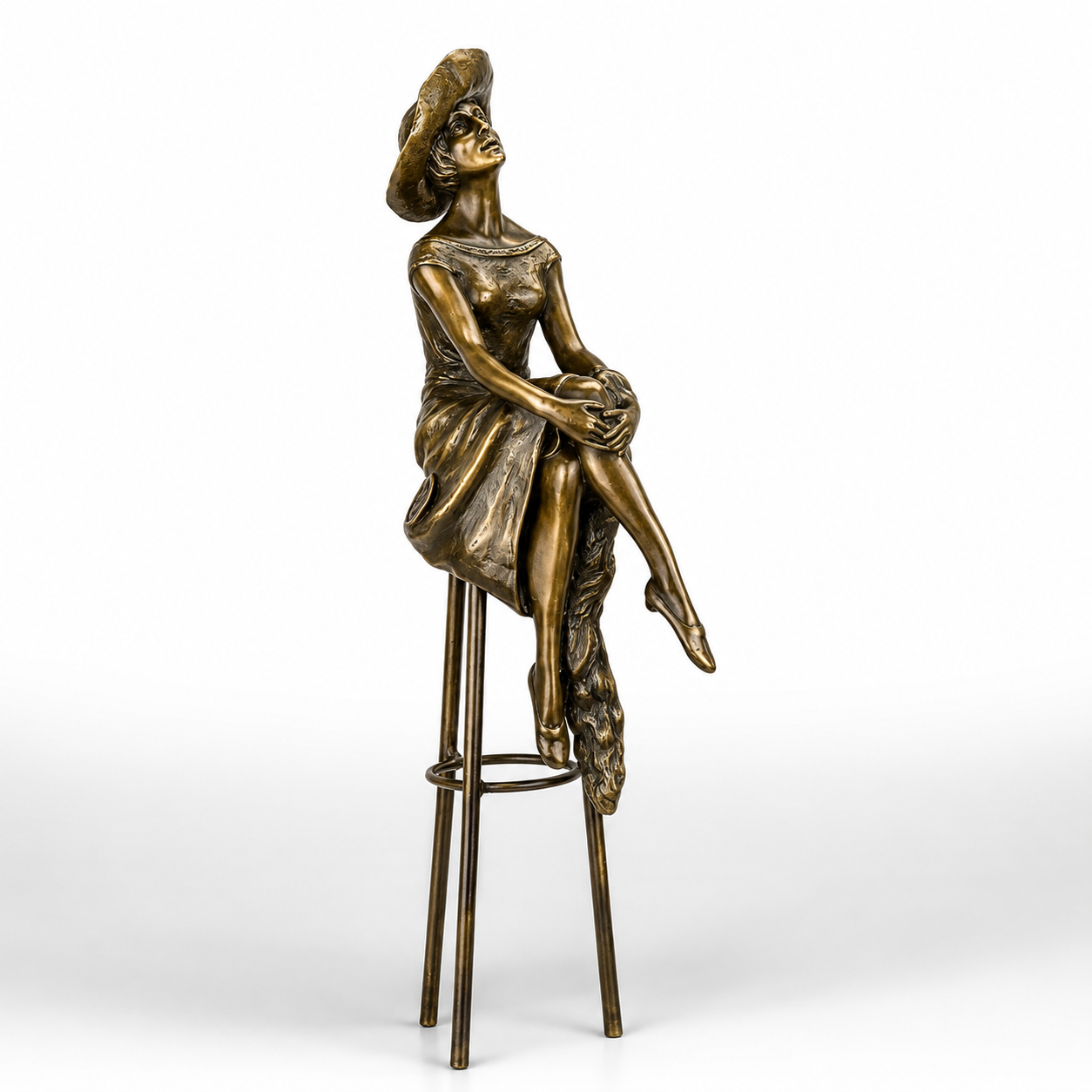 Bronze Woman – Sitting at the Bar | Figurines & Statues