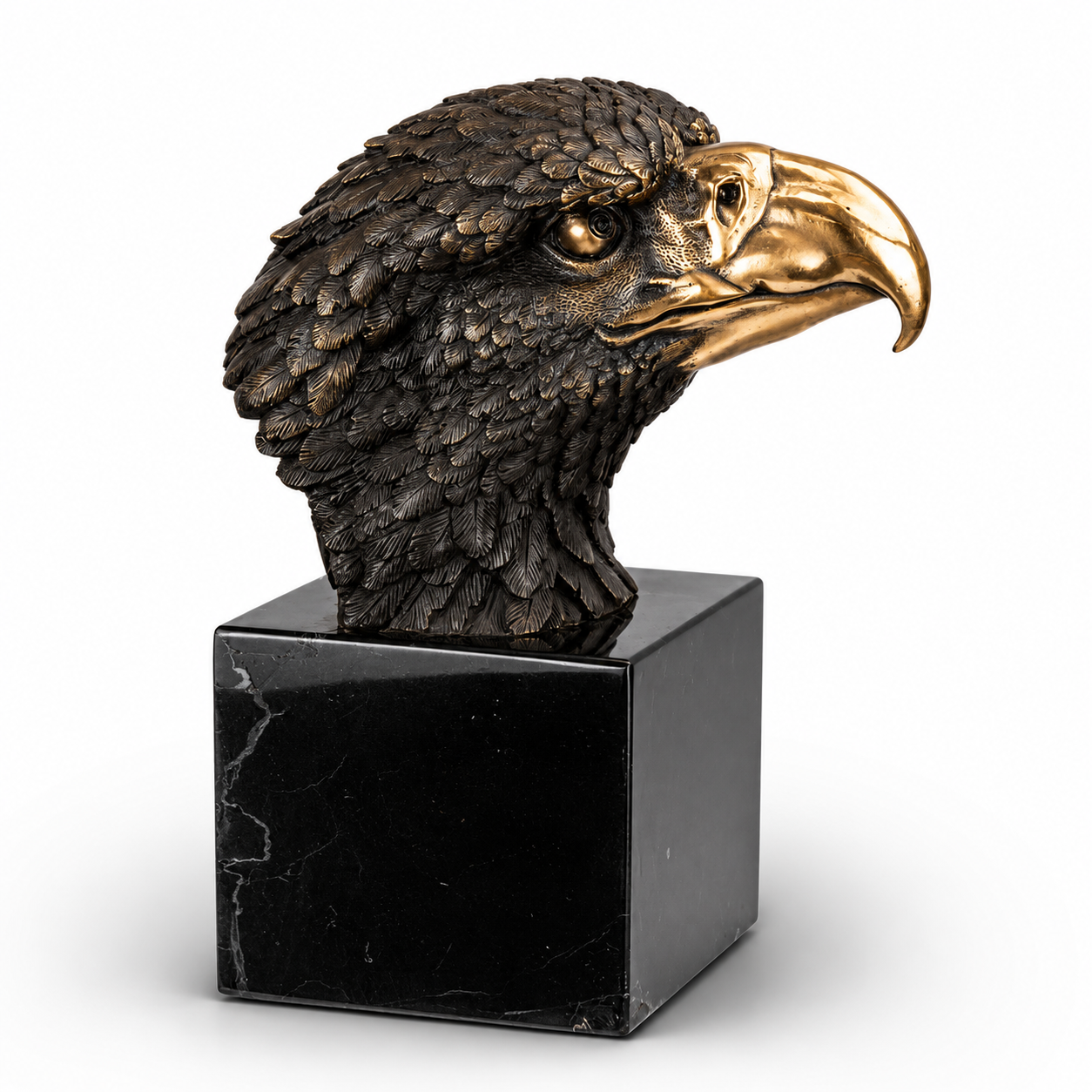 Eagle Head Bust Sculpture | Handcrafted Bronze Decor