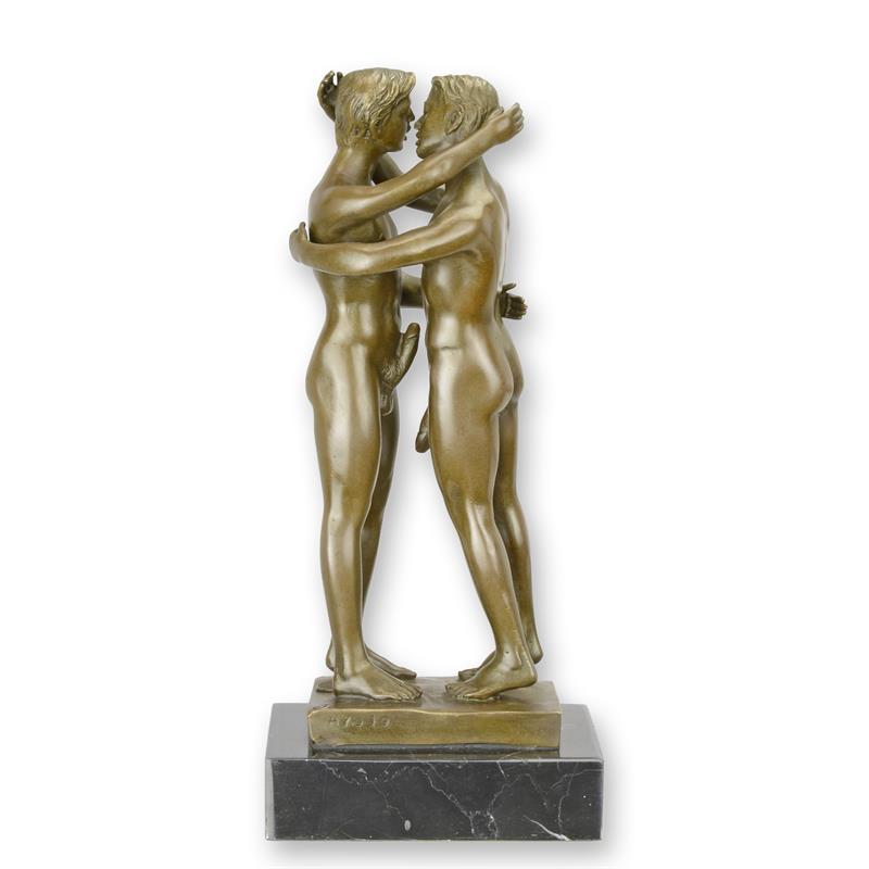 2 Kissing Men Bronze Sculpture