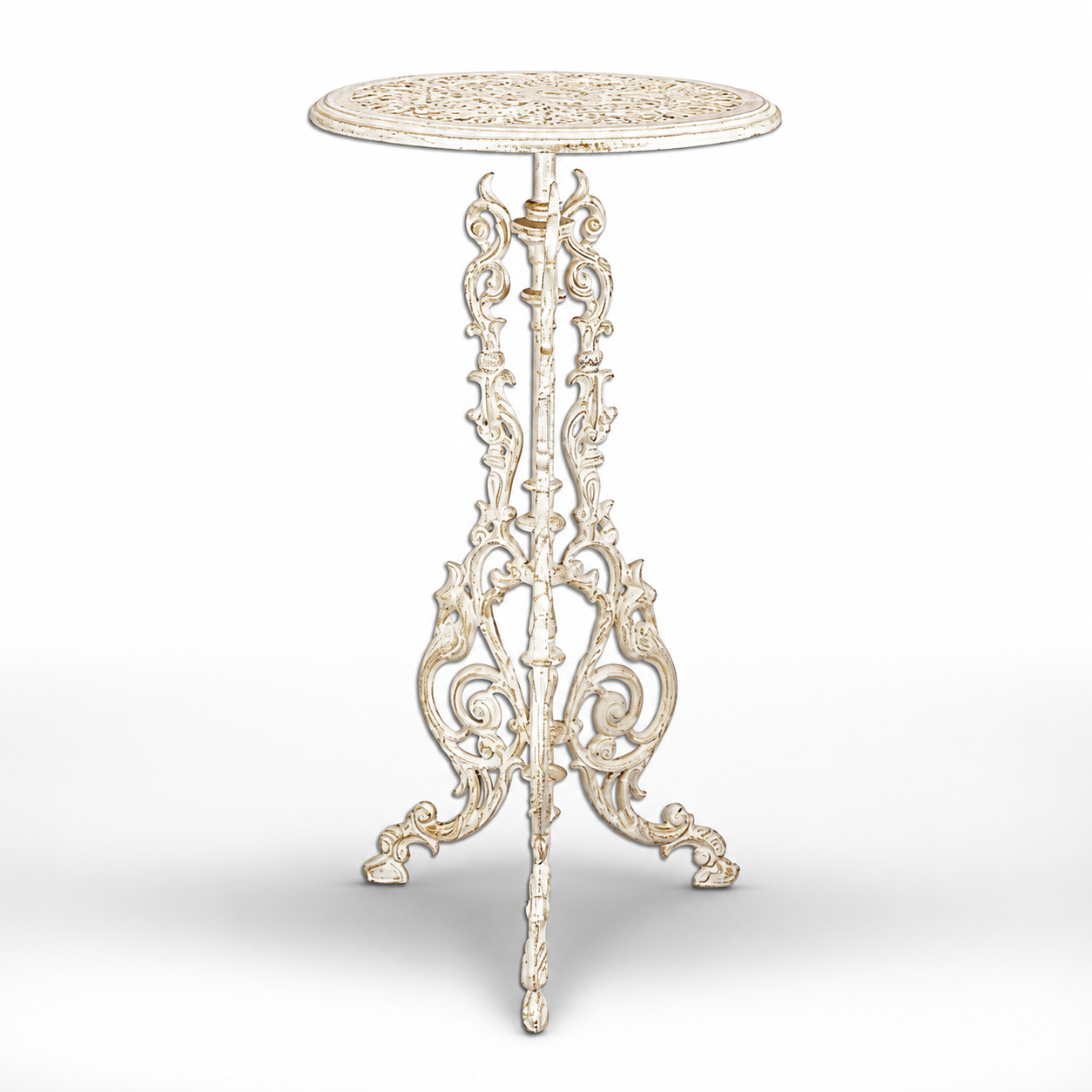 Ornate Pedestal Side Table | Handcrafted Cast Iron Decor