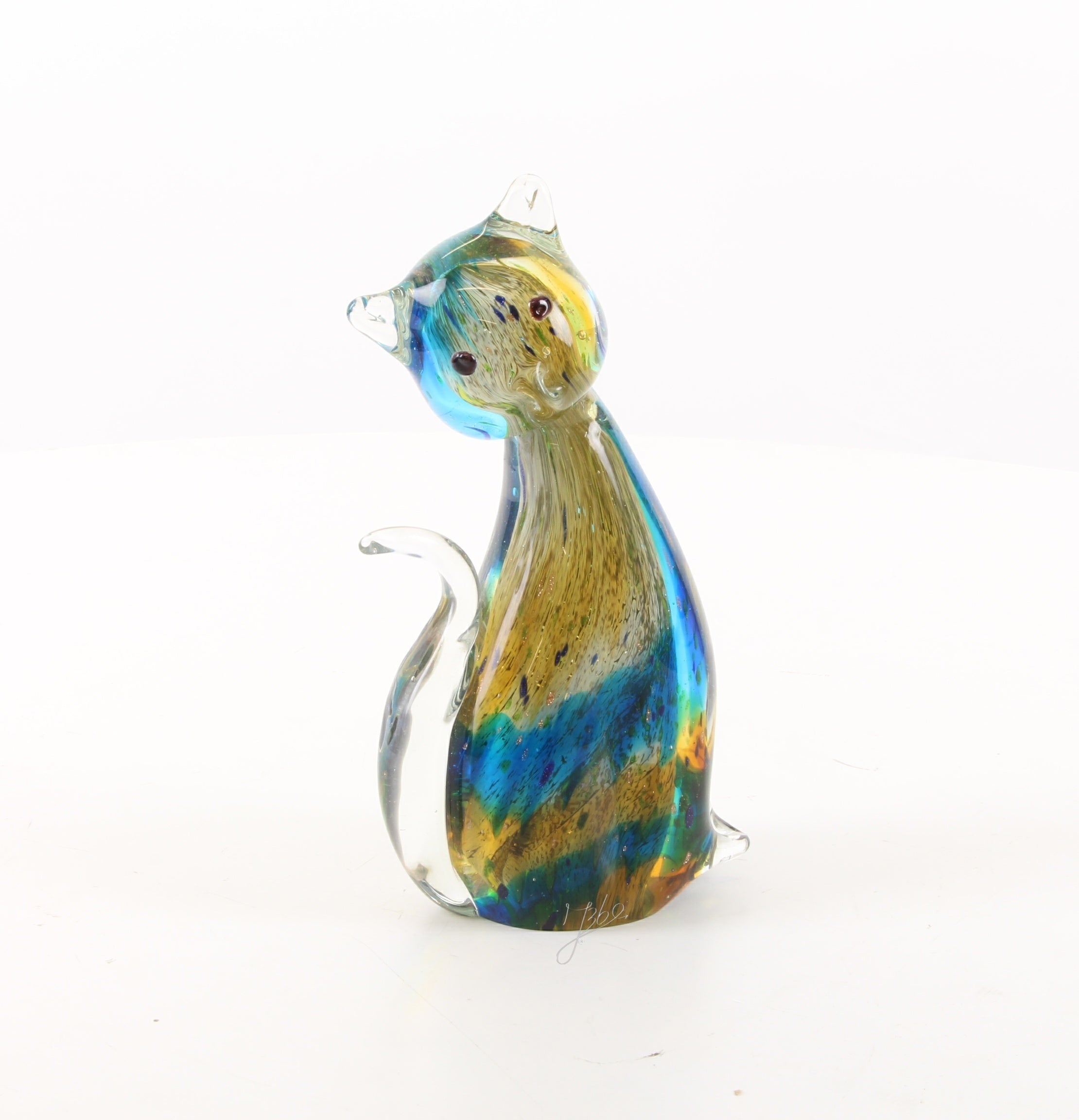 Cat Murano Style Glass Figurine