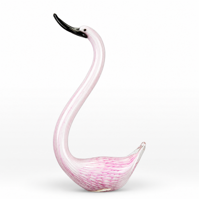 Murano Style Glass Figurine of a Swan | Handcrafted Glass Decor