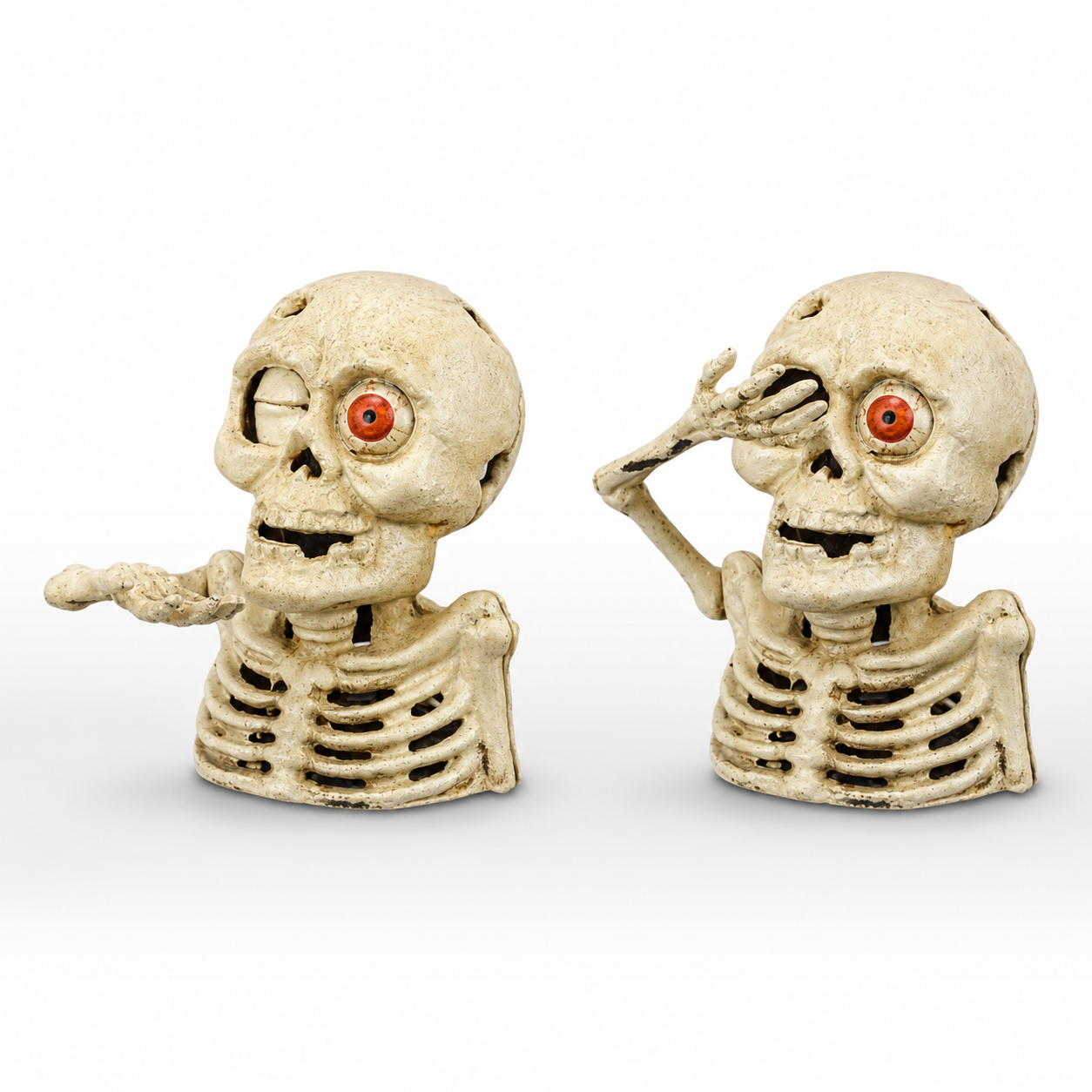 Winking Skeleton Bust Set | Handcrafted Resin Decor