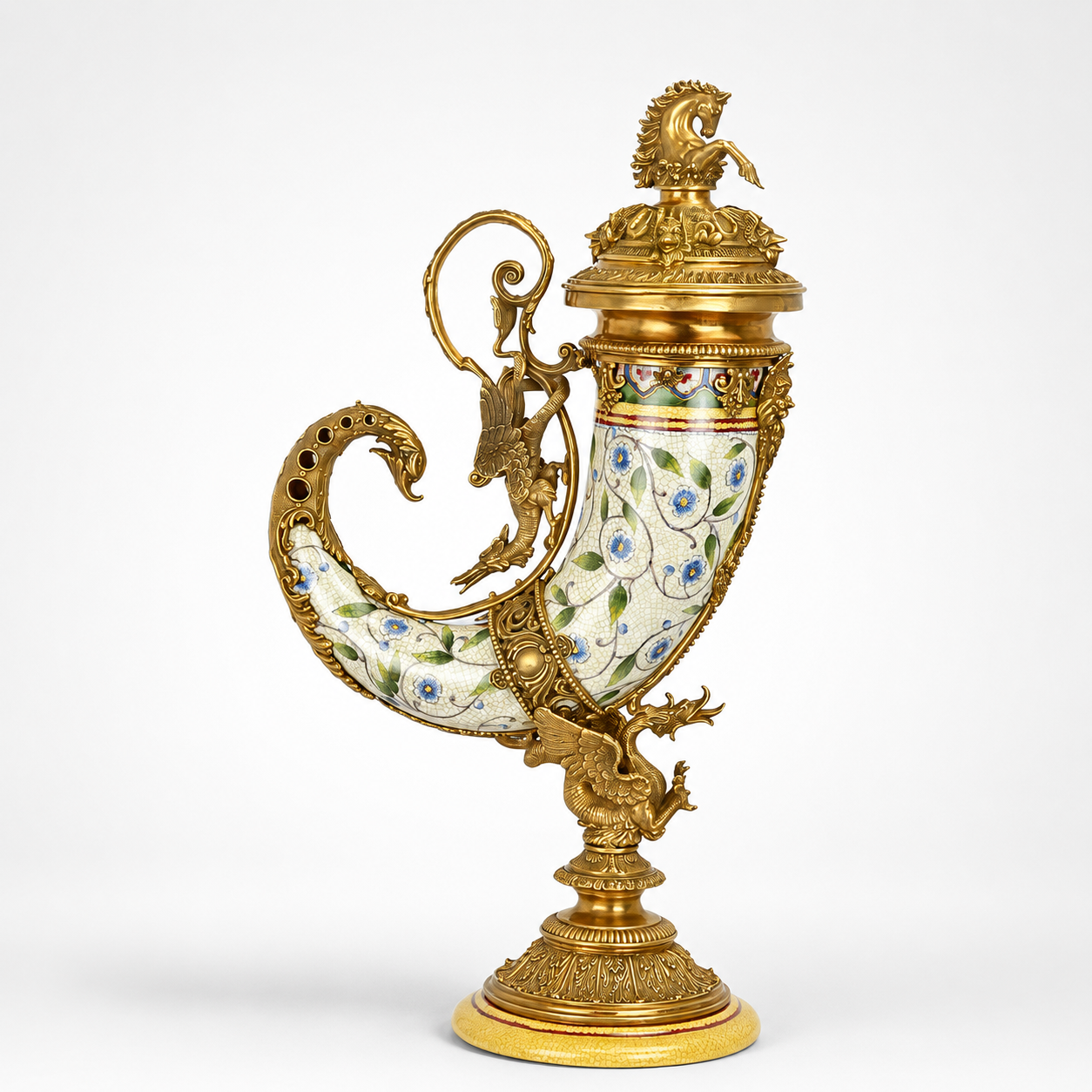 Floral Cornucopia Stein | Handcrafted Porcelain Decor