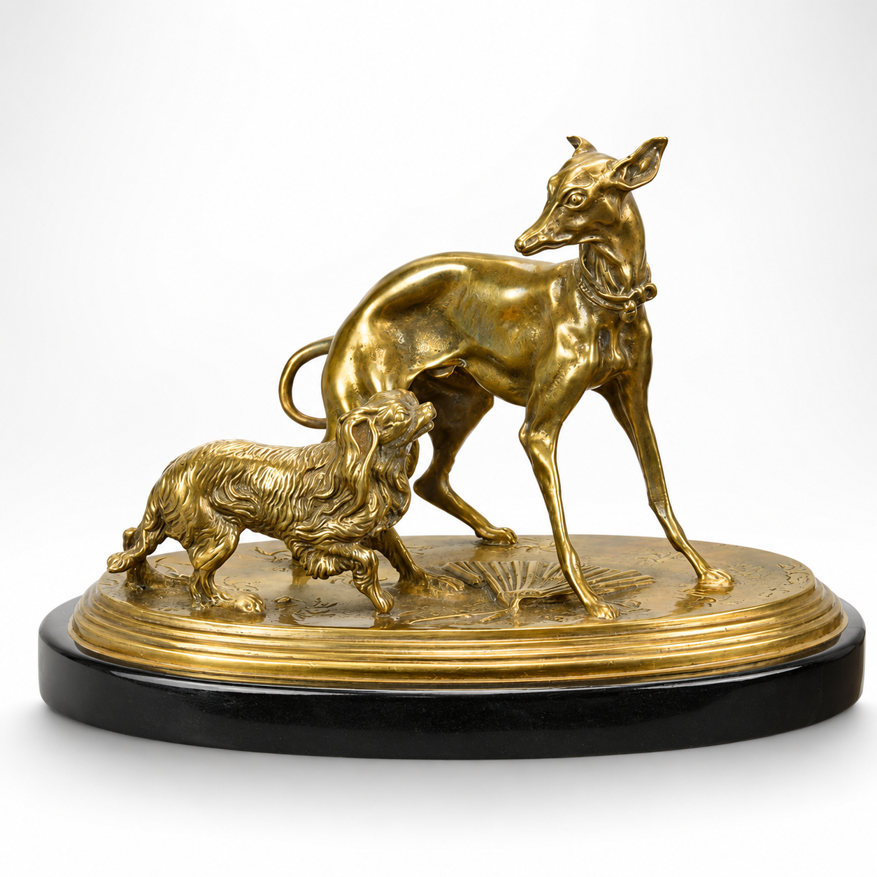 Standing Deer Dog Sculpture | Handcrafted Bronze Decor