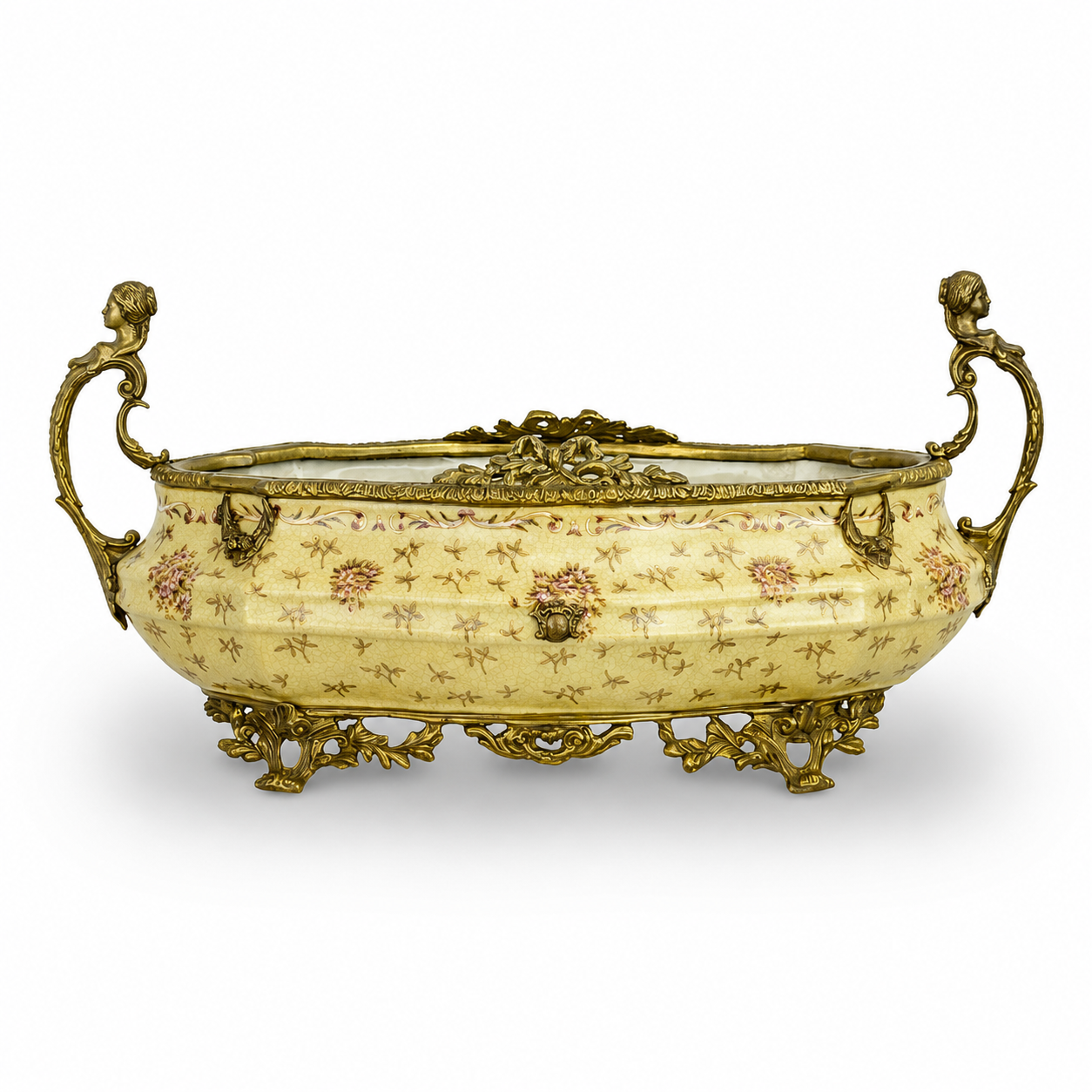 The Gilded Garden: Brass-Mounted Porcelain Floral Planter