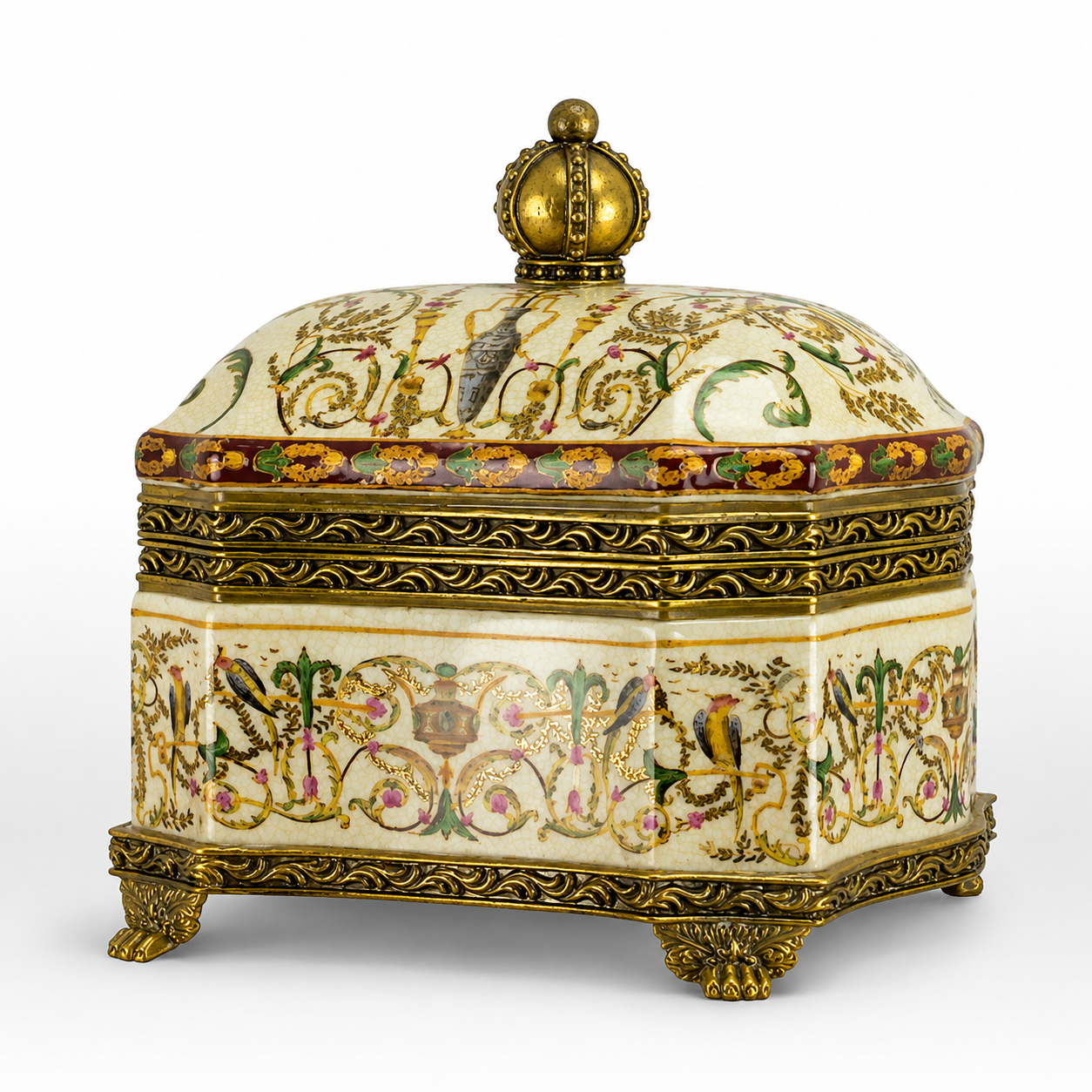 Rococo Floral Trinket Box | Handcrafted Porcelain Decor