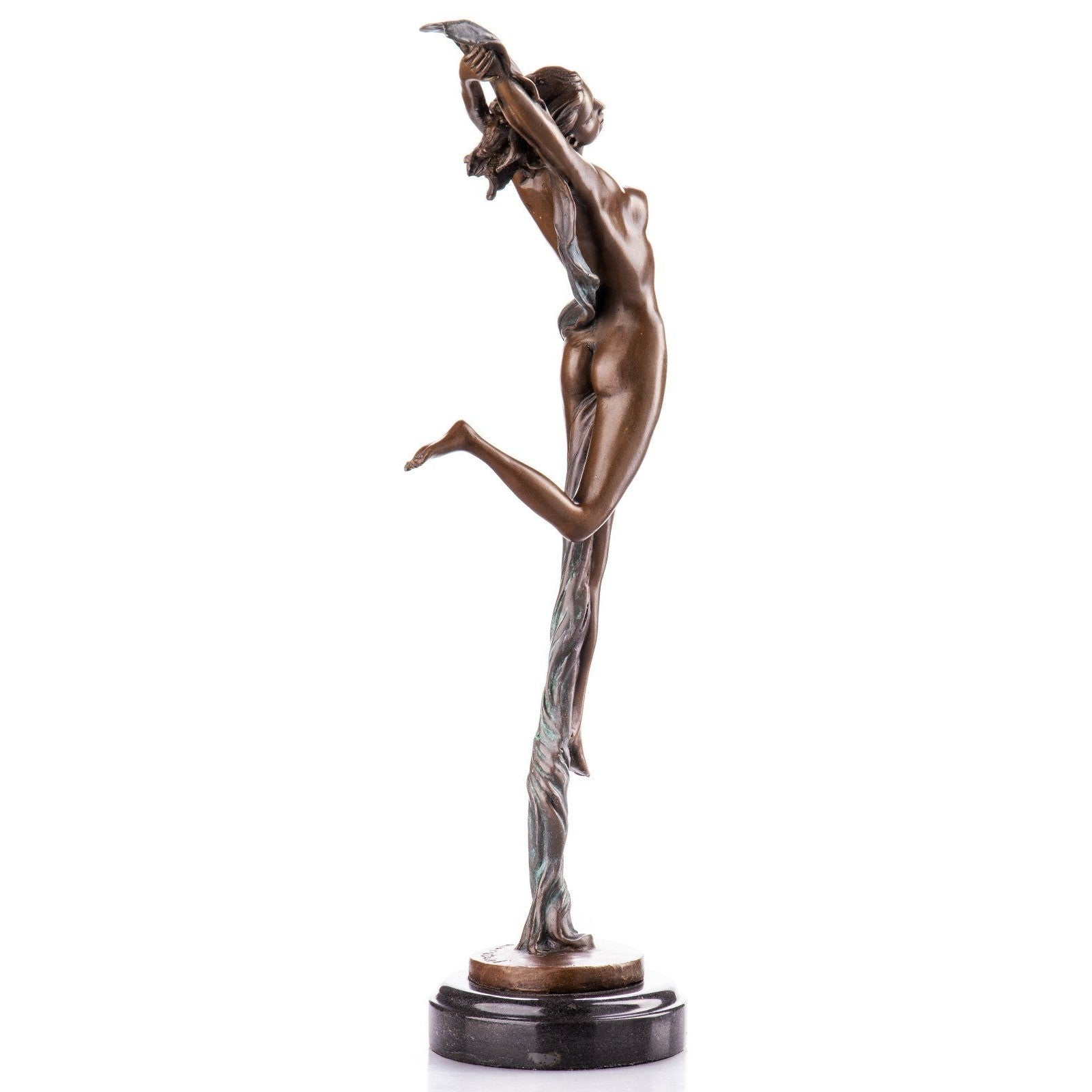 Dancing Nude Muse Elegant Bronze Art Nouveau Style Sculpture