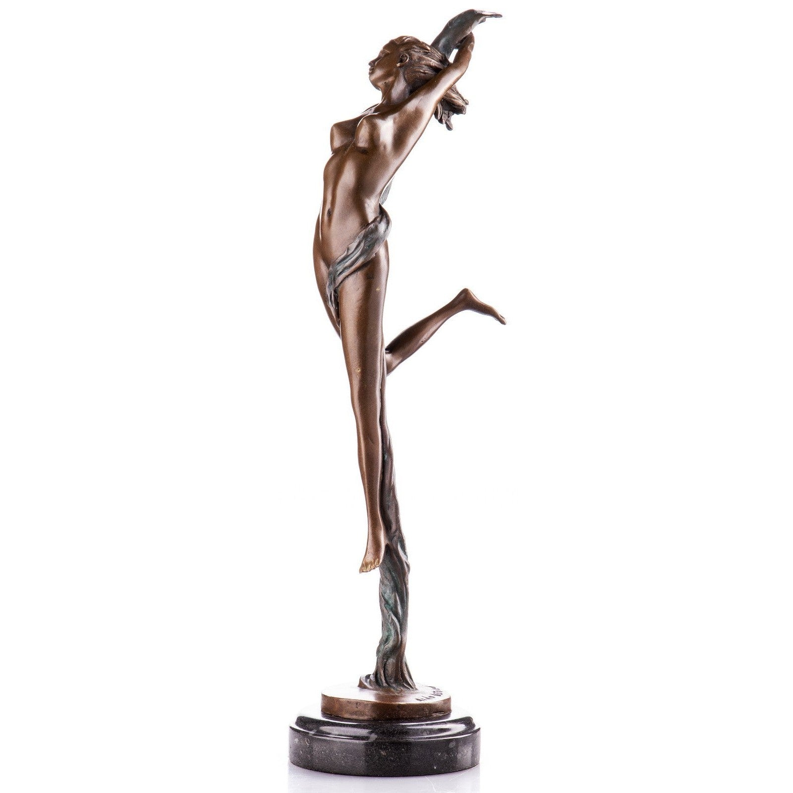 Dancing Nude Muse Elegant Bronze Art Nouveau Style Sculpture