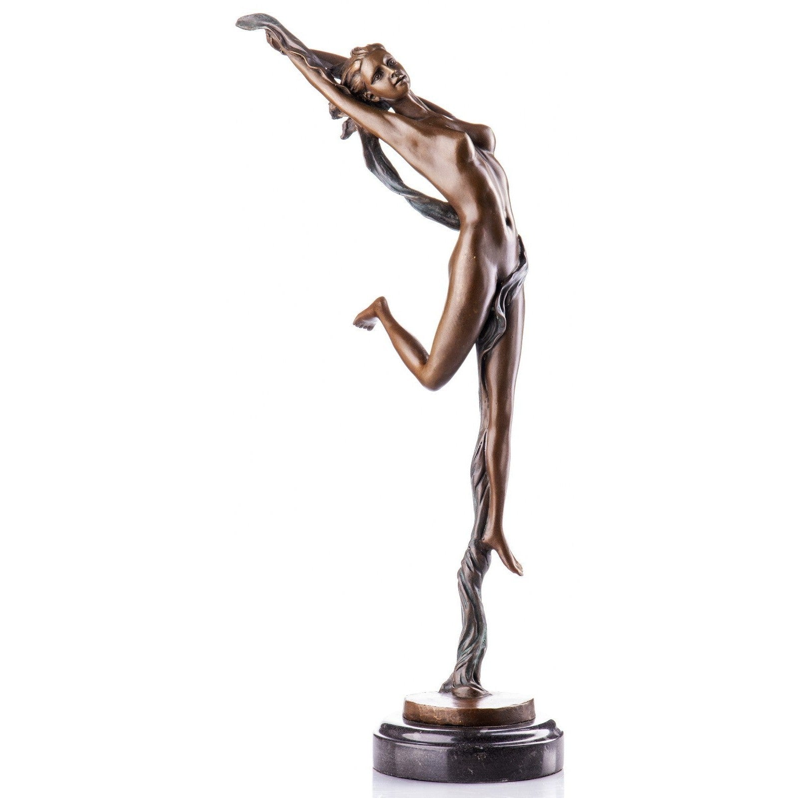 Dancing Nude Muse Elegant Bronze Art Nouveau Style Sculpture
