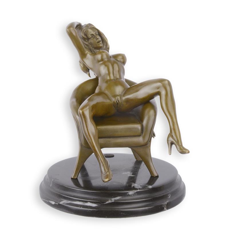 Seated Female Nude Erotic Bronze Sculpture