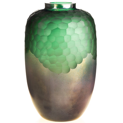 Hand-cut glass vase | Handcrafted Glass Decor | Unique Home Accent