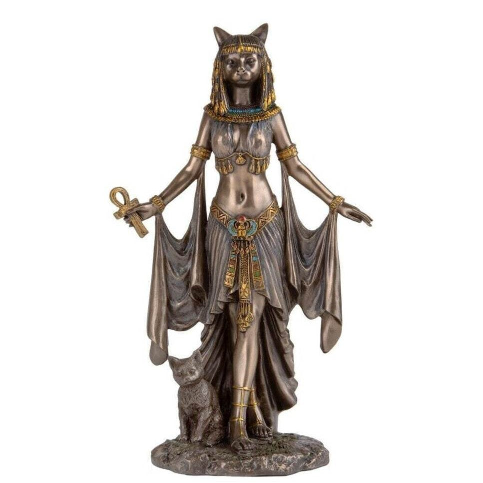 Egyptian Bastet with Ankh Cat | Animal Sculptures | Home Decor