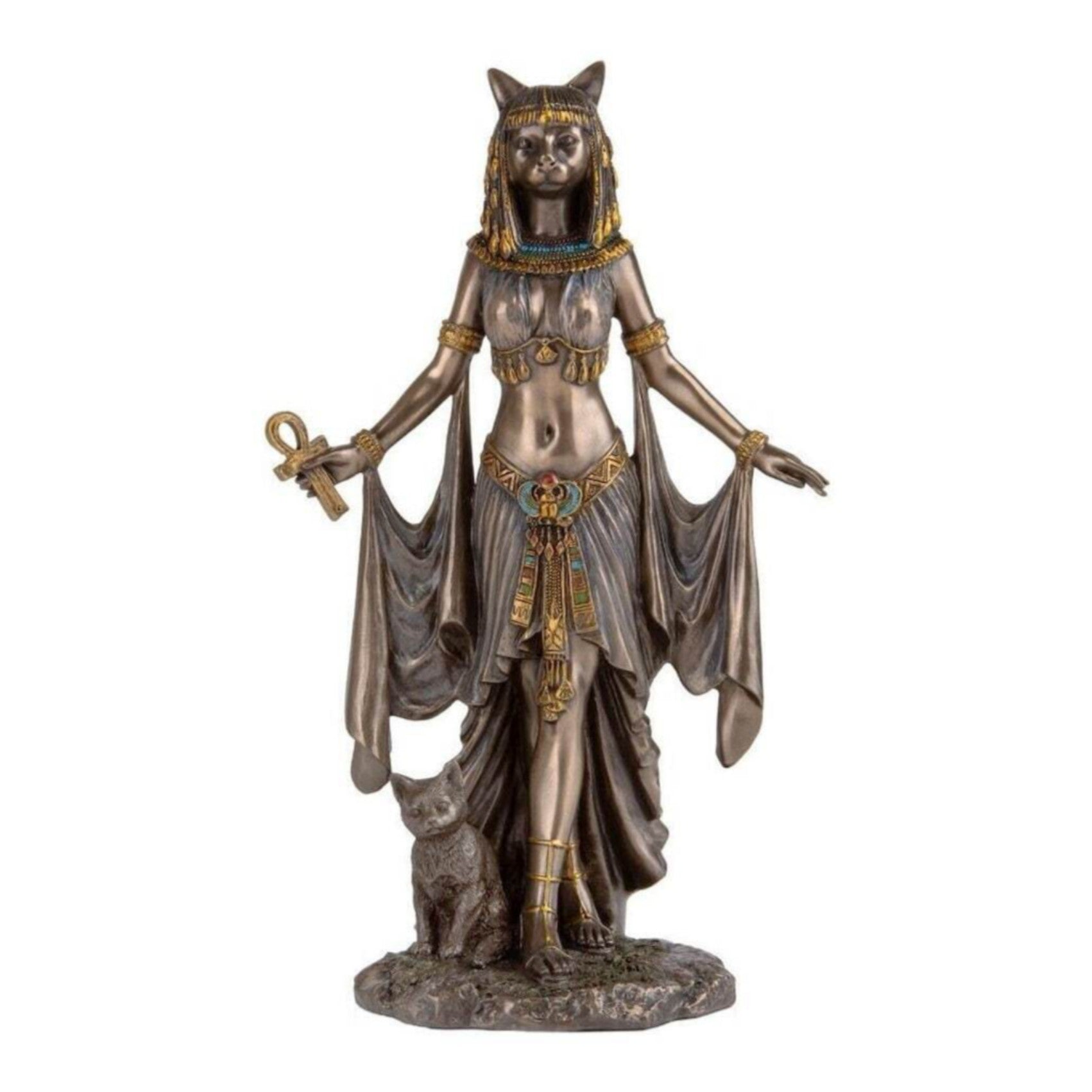 Egyptian Bastet with Ankh Cat | Animal Sculptures | Home Decor