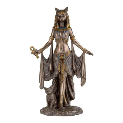 Egyptian Bastet with Ankh Cat | Animal Sculptures | Home Decor