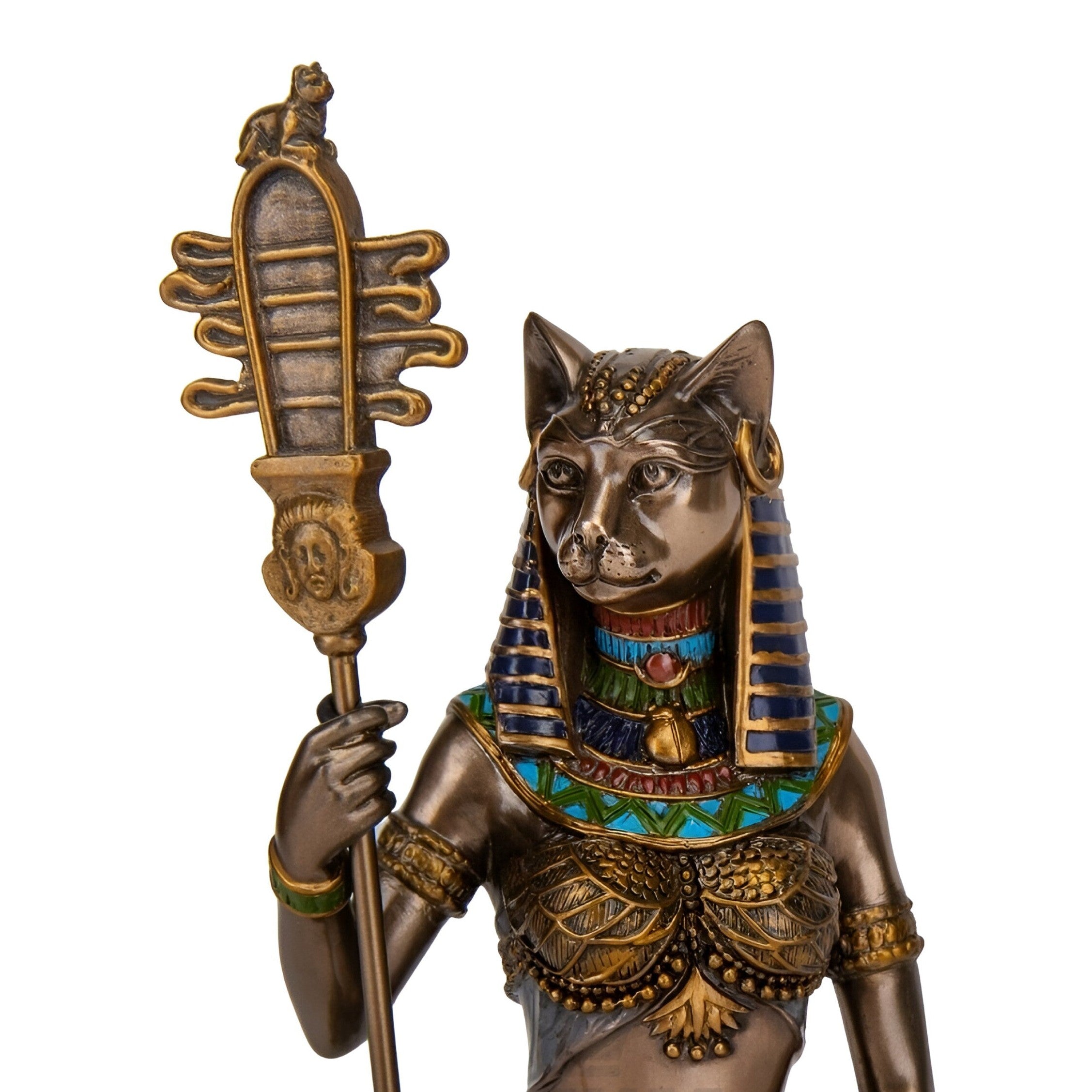Egyptian Goddess Bastet Holding Sistrum and Ankh, Mythology & Deity Sc