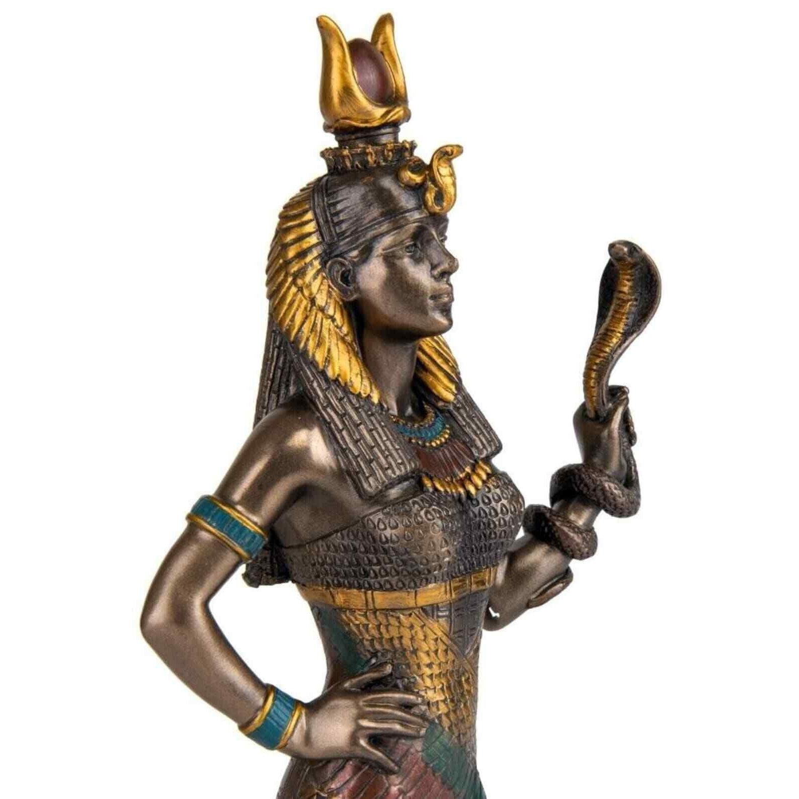 Egyptian Goddess Hathor Holding Snake | Mythology & Deity Sculptures