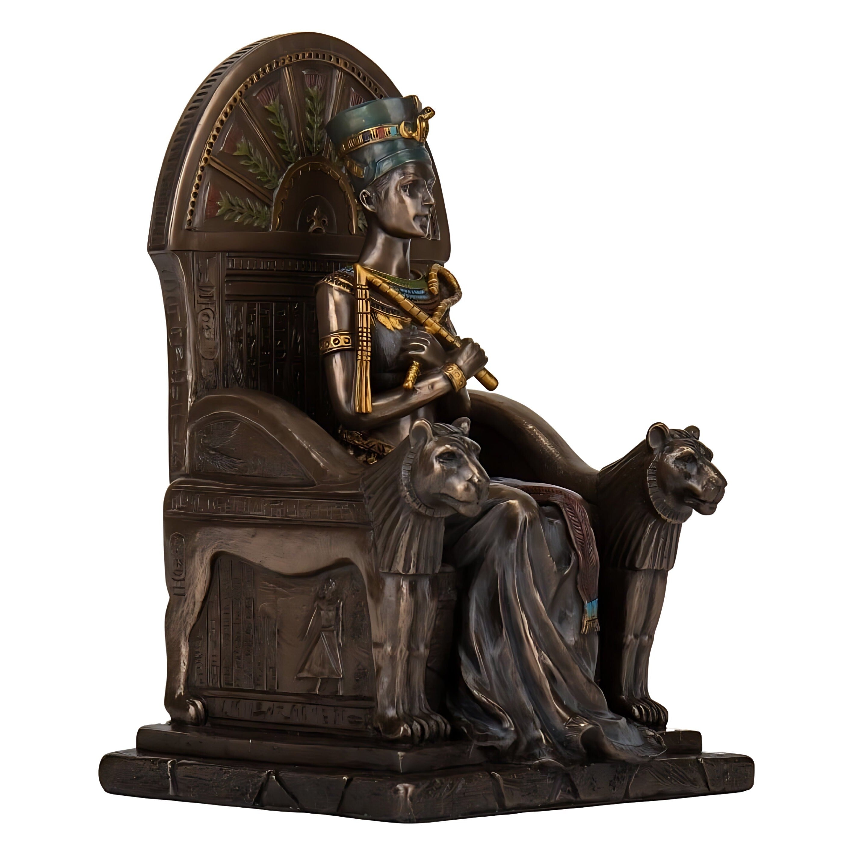 Egyptian Queen Nefertiti sitting in Throne | Figurines & Statues