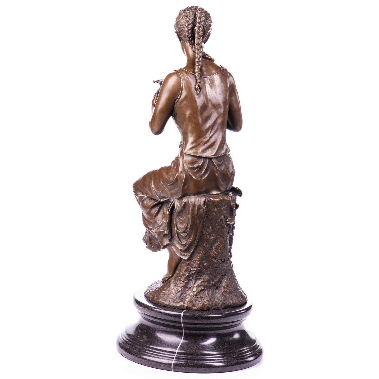 Elegant Art Deco Bronze Statue of a Girl in a Dress, Figurines & Statu